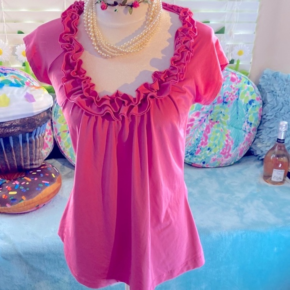 Susie Rose pink ruffle top
